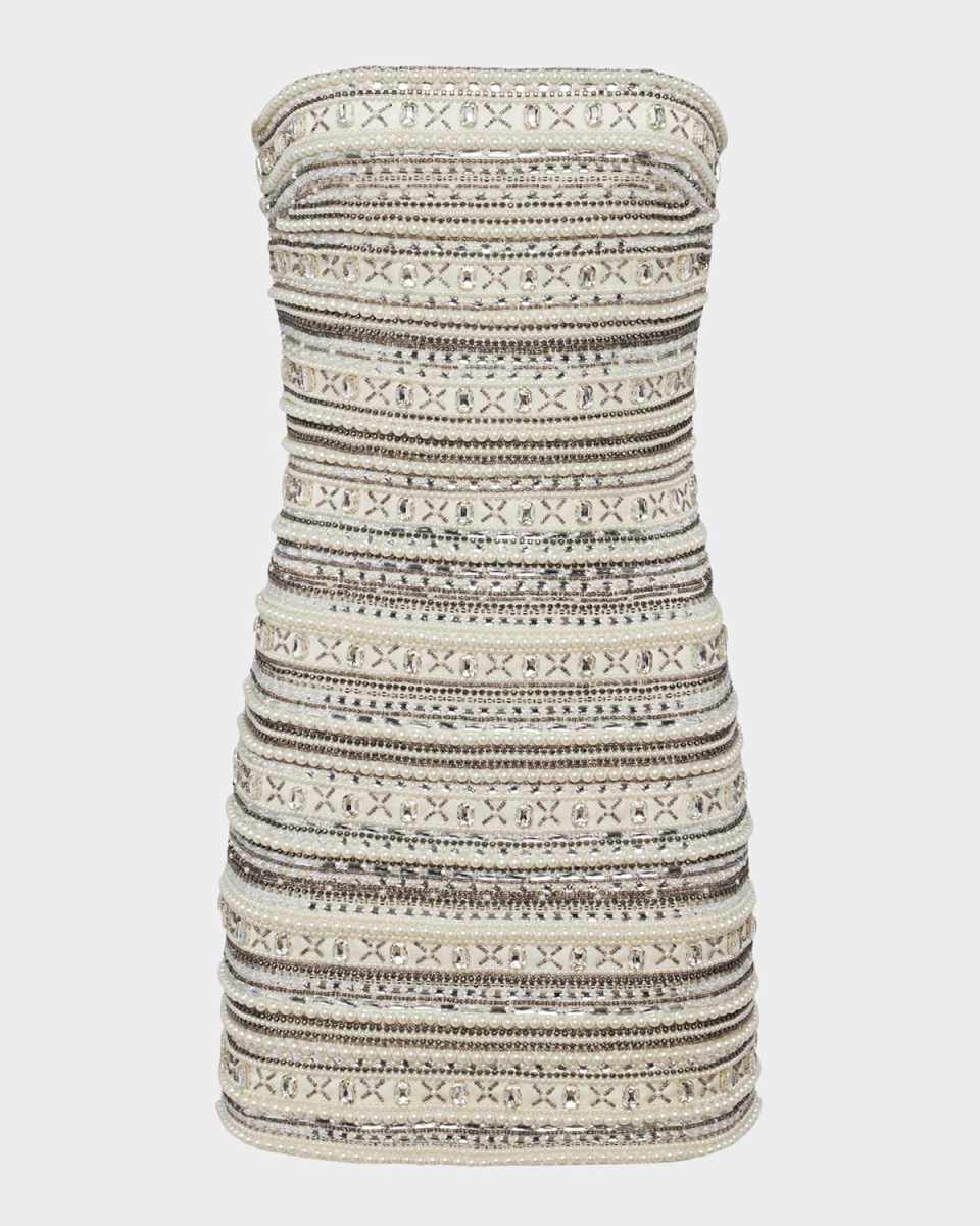 Diamond Strapless Embellished Mini Dress